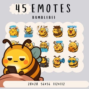 Söt kawaii söt humla-emotes-paket twitch, youtube, discord-emotes, söta knubbiga humla-emotes, trendig emote, anime-tecknad stil