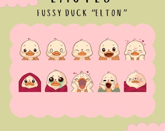 Leuke bundel Kawaii Duck-emotes, duck twitch, youtube, onenigheid-emotes, schattige cottagecore ducky, trendy emotes, cartoon-anime