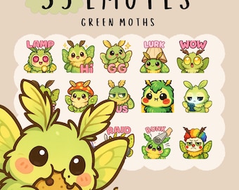 Kawaii Moth Emotes Bundle: Twitch, YouTube, Discord