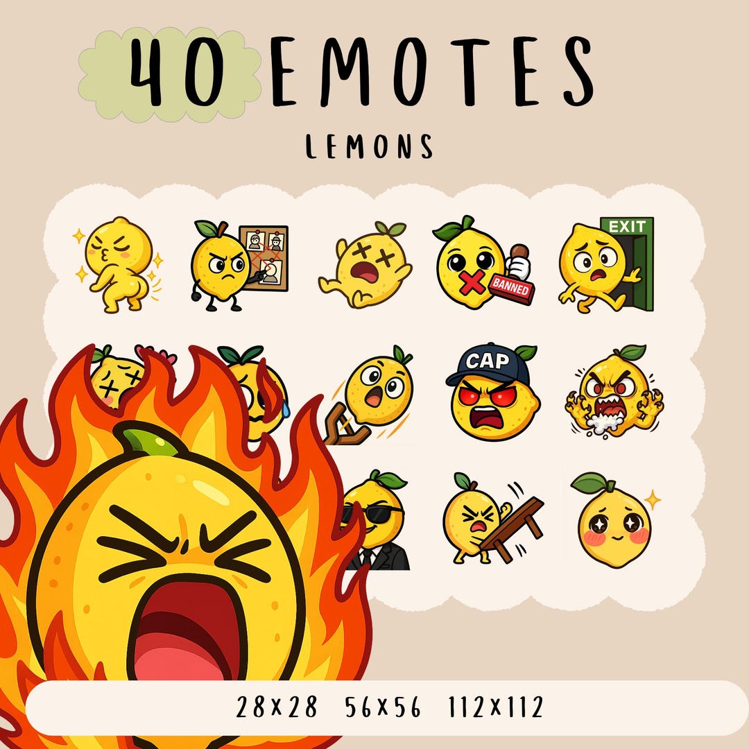 Lemon Emotes Kawaii Lemon Emote Bundle: Snarky Anime Twitch/discord Emotes - Etsy
