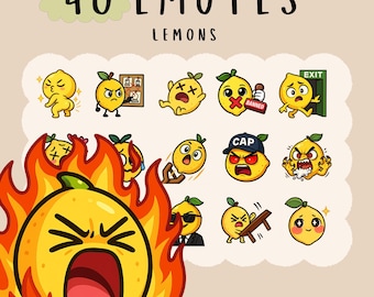 Kawaii Lemon Emote Bundle: Snarky Anime Twitch/Discord Emotes