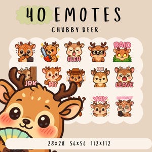 Leuke kawaii schattig mollig hert emote bundel twitch, youtube, onenigheid-emotes, schattige bos reeelemotes, trendy emote, anime cartoon-stijl