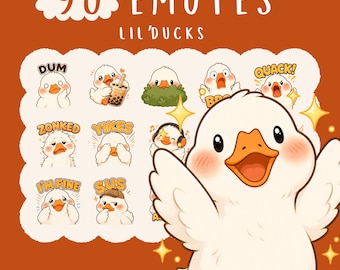 Cute Duck Emotes Bundle, Kawaii Meme Reaction Emotes for Twitch Discord YouTube, Funny Streamer PNG Pack