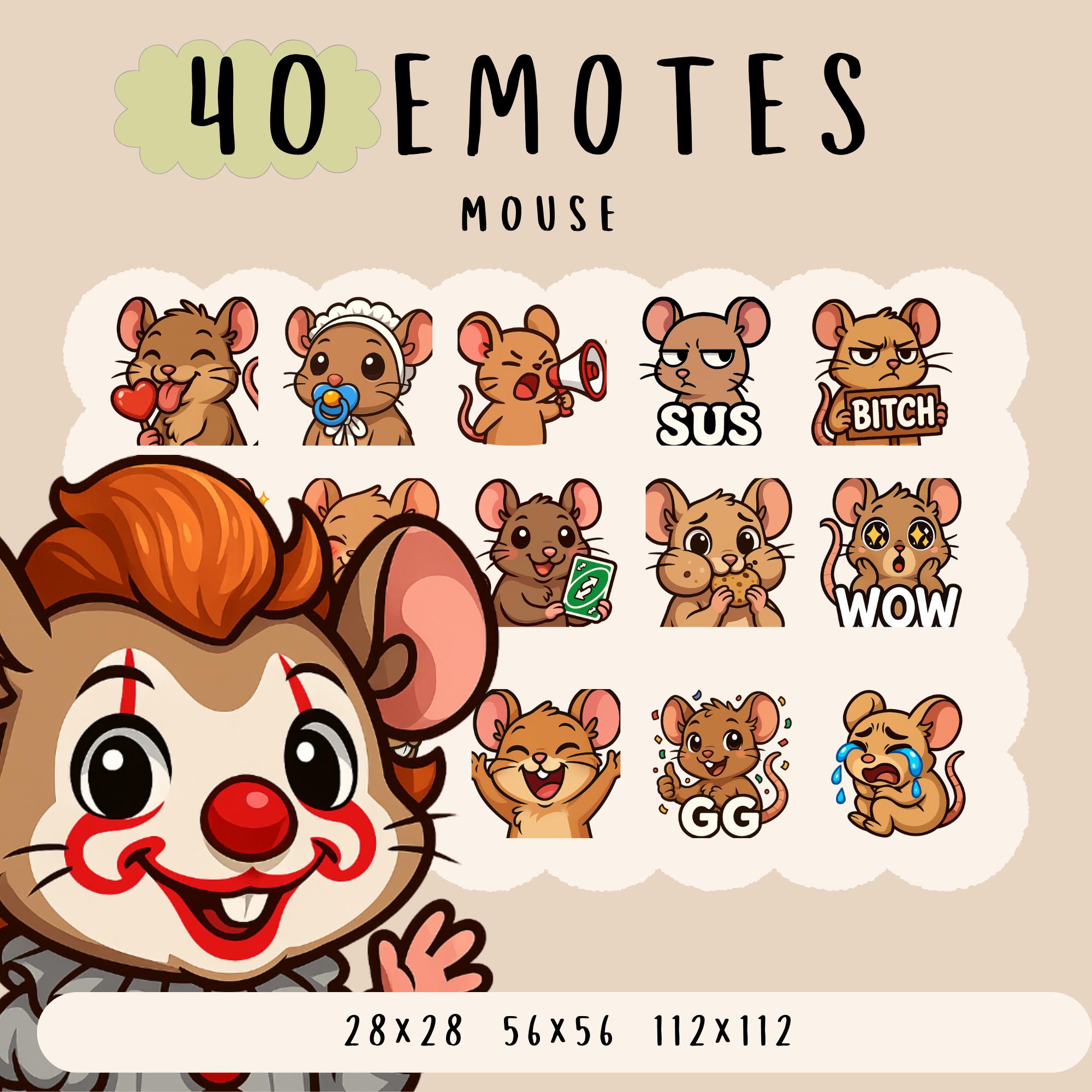Mouse Emotes Cute Kawaii Brown Mouse Emote Bundle Twitch, Youtube, Discord Emotes ...