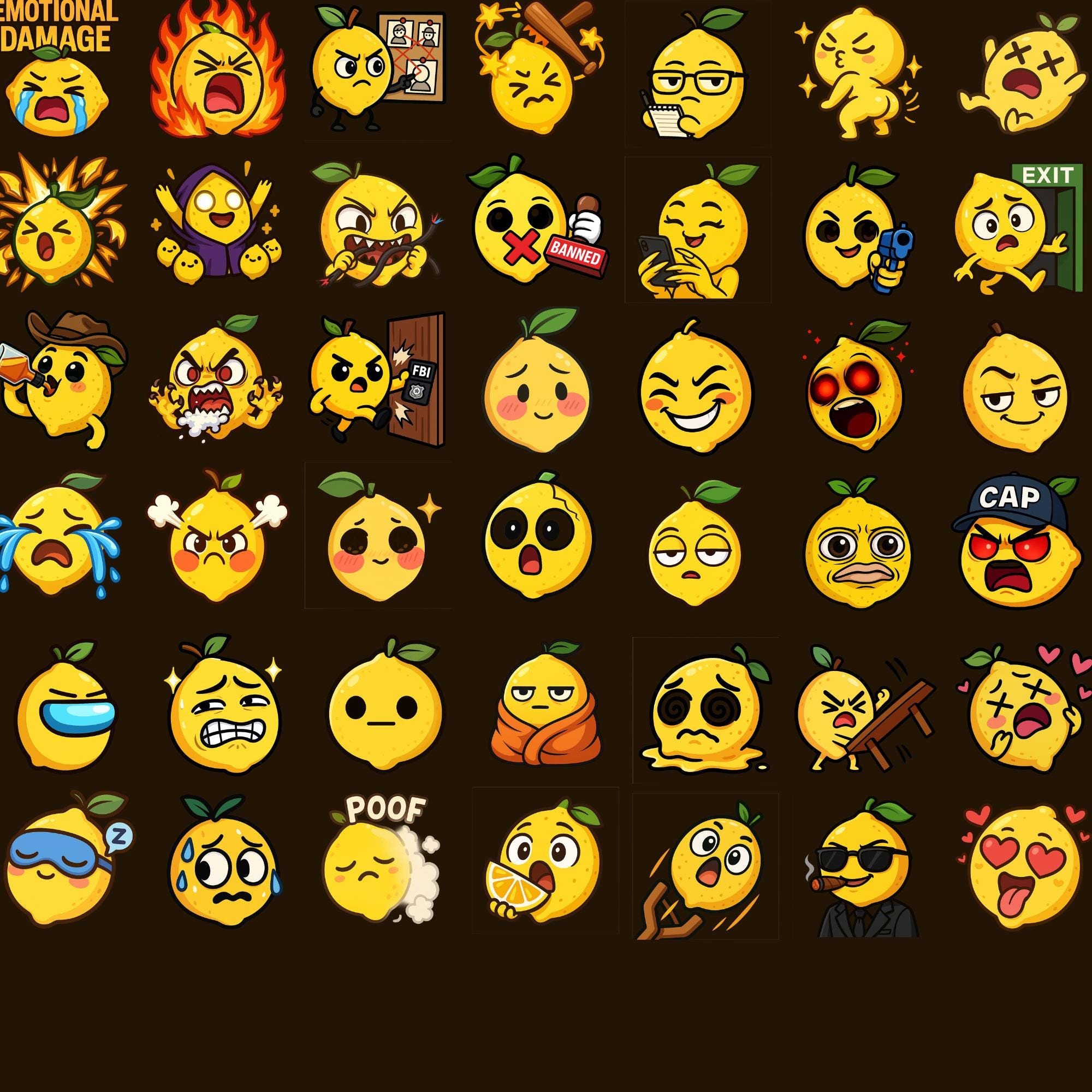 Lemon Emotes Kawaii Lemon Emote Bundle: Snarky Anime Twitch/discord Emotes - Etsy