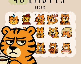 Paquete de emoticonos de tigre kawaii para Twitch, Discord y YouTube (descarga digital)