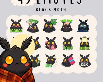 Kawaii Black Moth Emote Bundle: Twitch, YouTube, Discord