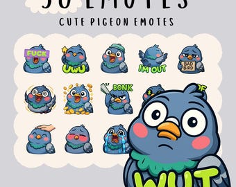 Paquete de gestos de paloma kawaii: Twitch, YouTube, Discord