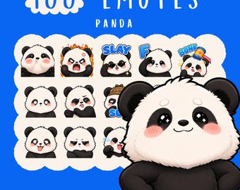 Panda Emotes Pack, Cute Kawaii Twitch Emotes, Funny Meme Discord Stickers, Streamer Reaction PNG Bundle, Digital Download
