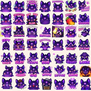 Cute Purple Bat Emotes Bundle, Twitch Discord Chibi Bat Emoji Pack, Funny Gamer Streamer Emotes, Kawaii Vampire Bat PNG image 6
