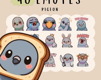 Paquete de gestos de paloma kawaii: Twitch, YouTube, Discord