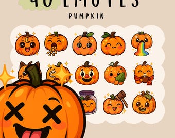 Kawaii Spooky Pumpkin Emotes: Twitch, YouTube, Discord Bundle