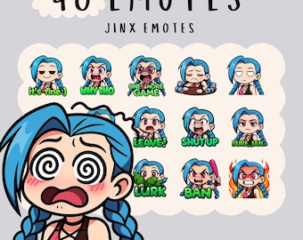 Jinx LoL Emotes Pack for Twitch, Discord, YouTube