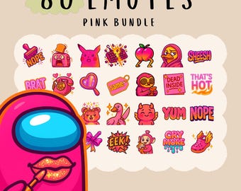 Kawaii Pink Emote Bundle: Animated Twitch/Discord Emotes