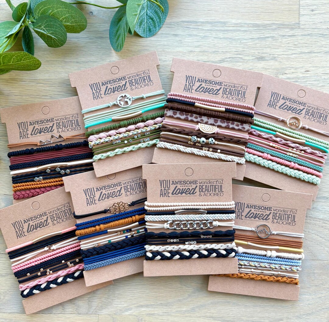 Boho Silver Charm Hair Tie Bracelets: Elastic Accessories With Words of ...