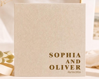 Personalized Linen Wedding Guest Book, Custom Anniversary Photo Album, Rustic Keepsake Gift