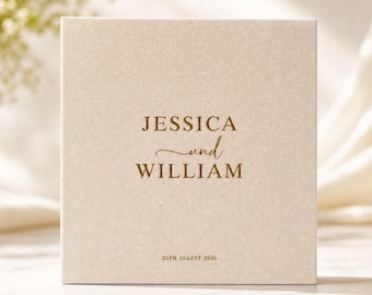 Personalized Linen Wedding Guest Book, Custom Anniversary Photo Album, Rustic Keepsake Gift