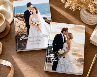 Personalised Wedding Photo Album - Wedding Anniversary Gift - Couple Engagement Names and Date - Gift for husband - Gift For Wife