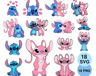 Stitch Angel Graphics Pack, Stitch Love & Couple SVG PNG