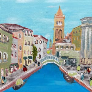 Original Venice cityscape painting Italy Artwork Venice canal Artcity Italy canvas art European travel art Italy landscape Venice travel