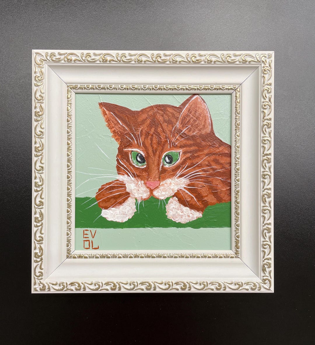Original Tabby Cat Painting Brown Cat Artwork Ginger Cute Kitten Feline ...