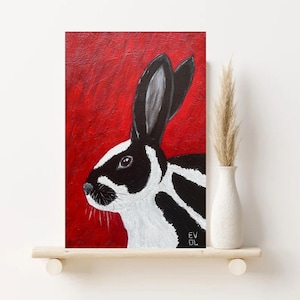 Original rabbit painting Bunny artwork Rabbit lover gift Hare artwork Spring rabbit art Rabbit wall art Wildlife artwork Bunny portrait