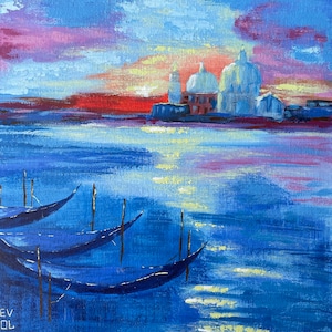 Original Venice painting Italy Venice cityscape European artwork Venice travel Seascape painting Grand Canal Italy Gondola Venice wall art