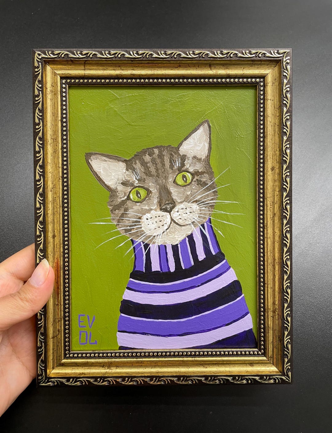 Original Tabby Cat Painting Cute Cat Artwork Scottish Cat Calico Feline ...