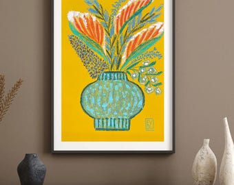 Original pastel painting One Of a Kind Hand Painting Floral pastel Mixed media painting Doodle Botanical Art Wild flower Abstract painting