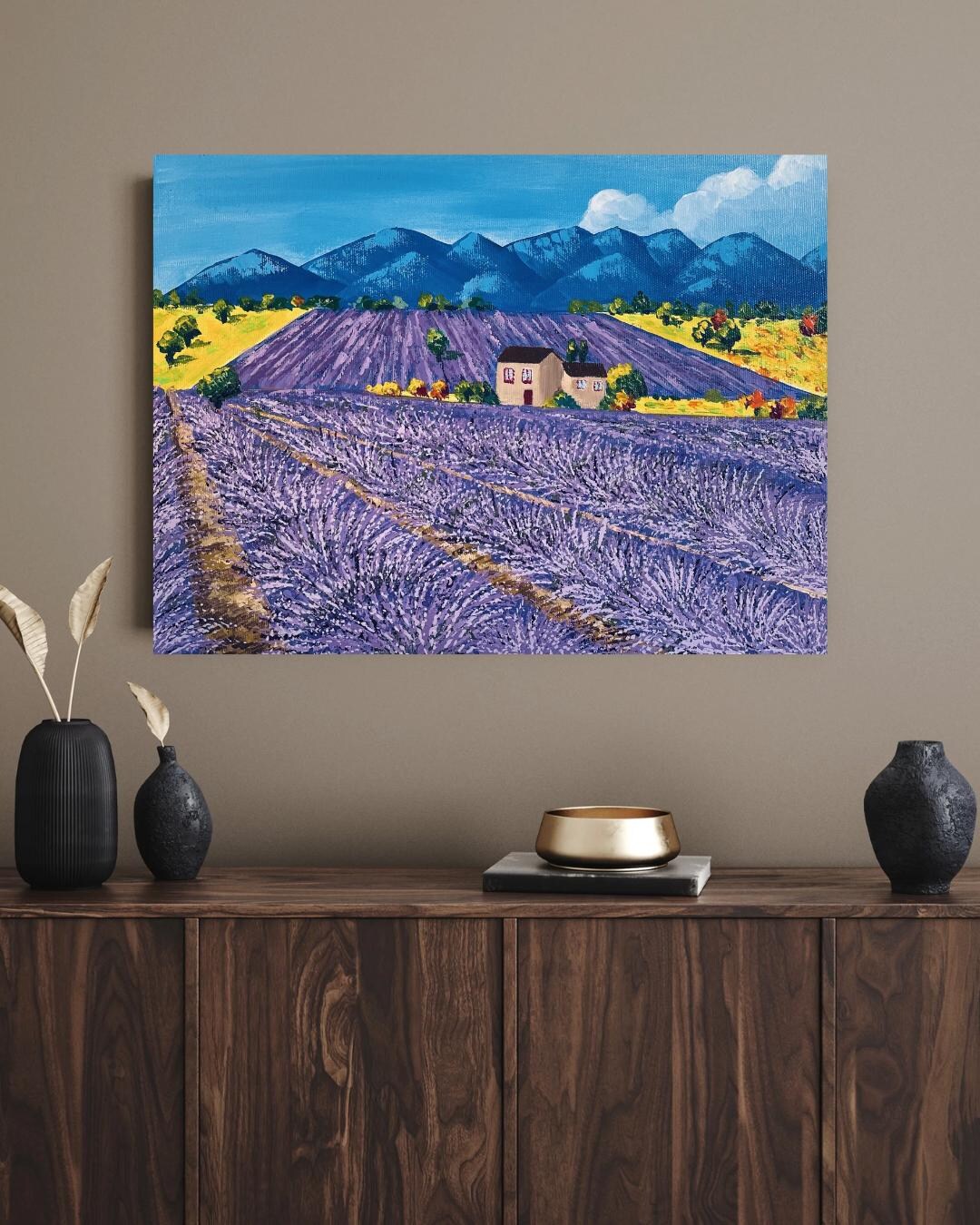 Original Tuscany Painting Lavender Art Tuscany Landscape Italian Villa ...