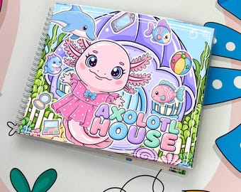 Axolotl Busy Book | Cute Dollhouse Activity Book | Reusable Dress-Up Play Set | Handmade Quiet Book for Kids | Travel Toy | Gift for Girls