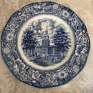 Liberty Blue Independence Hall blue and white dinner plates