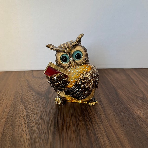 Small Owl with a Book Trinket