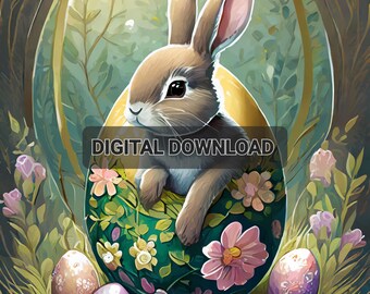 Easter card - Digital printable download - Greeting card - Happy Easter - Easter gift ideas - 12×17 cm - 5×7"