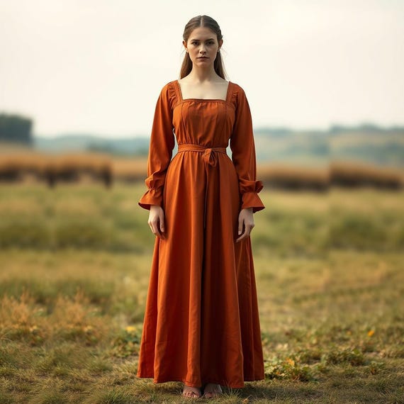 Women Rust Orange Medieval Gown Renaissance Festival Dress Long Sleeve Cosplay Outfit Historical Larp Carnival Costume Gift for Her Etsy Canada