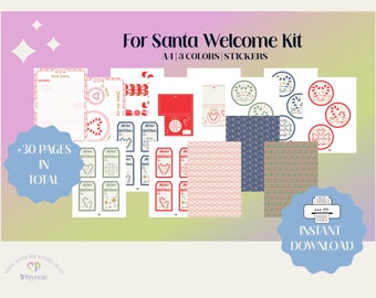 Letter For Santa, Santa Letter Kit, Letter for Santa printable, Gift Tags, Digital Paper, Letter for Santa Stationery, Christmas Printable