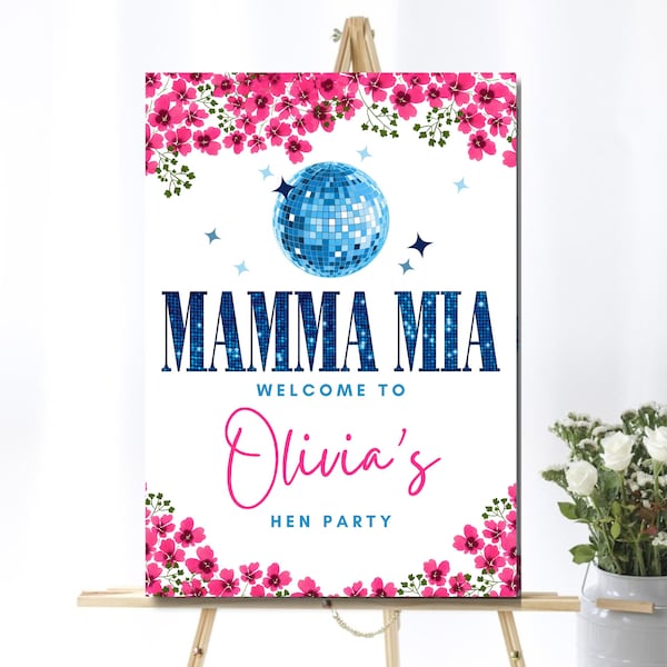 MAMMA MIA/DISCOBALL Party Sign - Personalised - digital download
