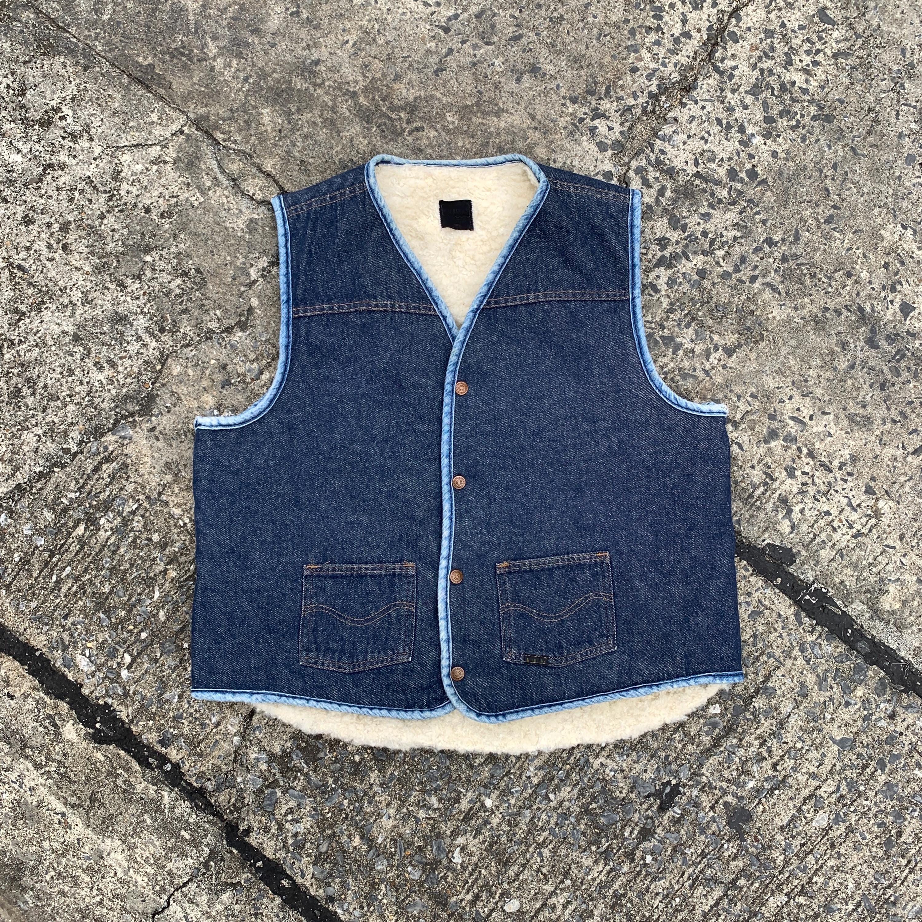 トップス 60-70s Sears Roebucks Denim Boa Vest /XL トップス 60-70s Sears Roebucks Denim Boa Vest /XL Sears