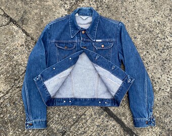 Vintage 80s Wrangler Denim Trucker Jacket, USA Made Chore Coat