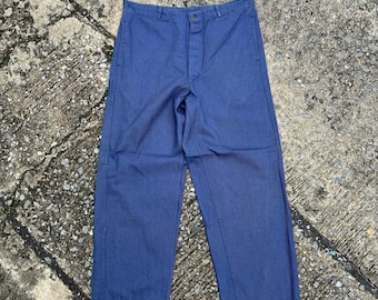 French Work Pants - Straight Leg Trousers - Navy Blue - Various