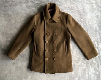 VTG Rare SCHOTT 740N Pea Jacket Peacoat Cream Made in Usa