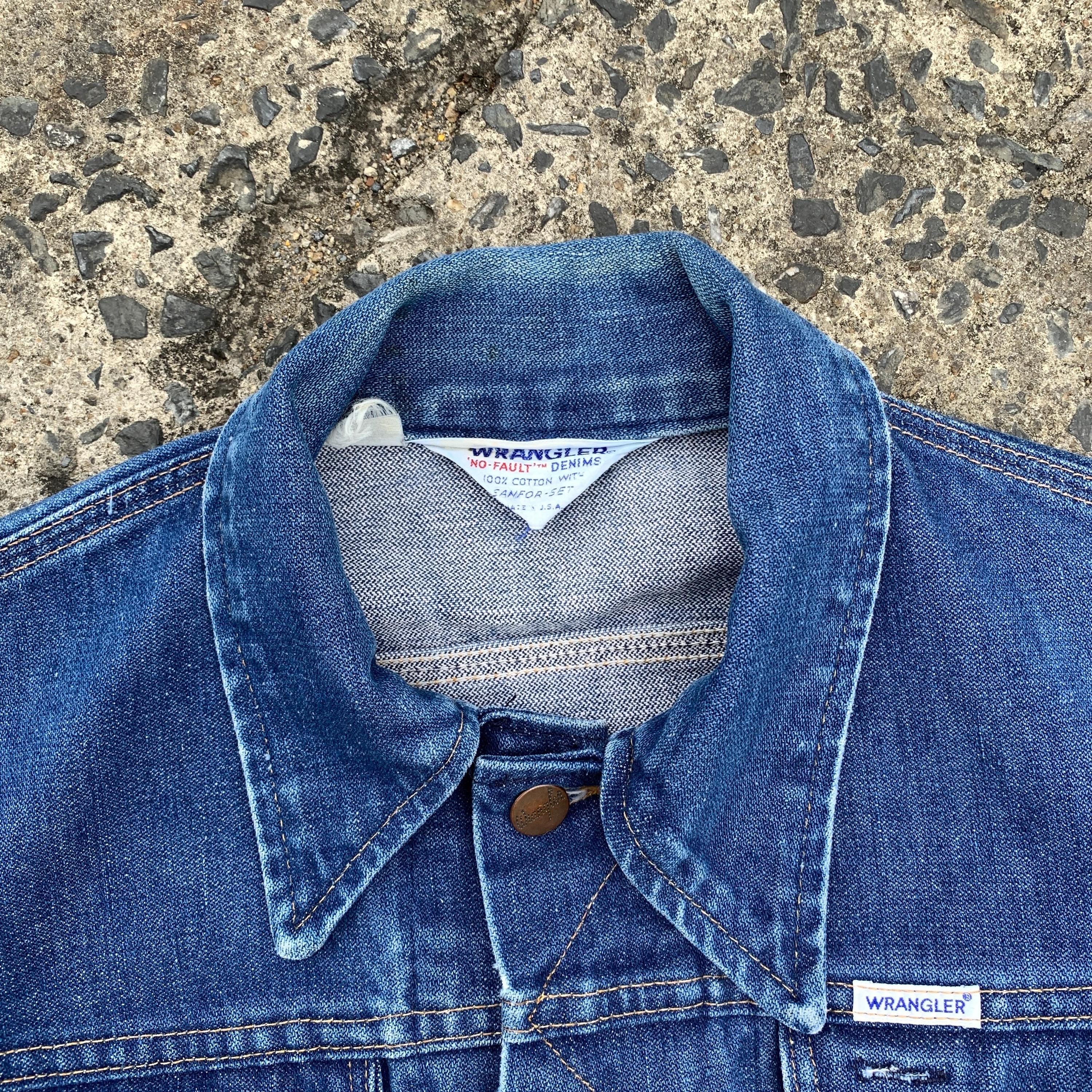 Vintage 80s Wrangler Denim Trucker Jacket, USA Made Chore Coat