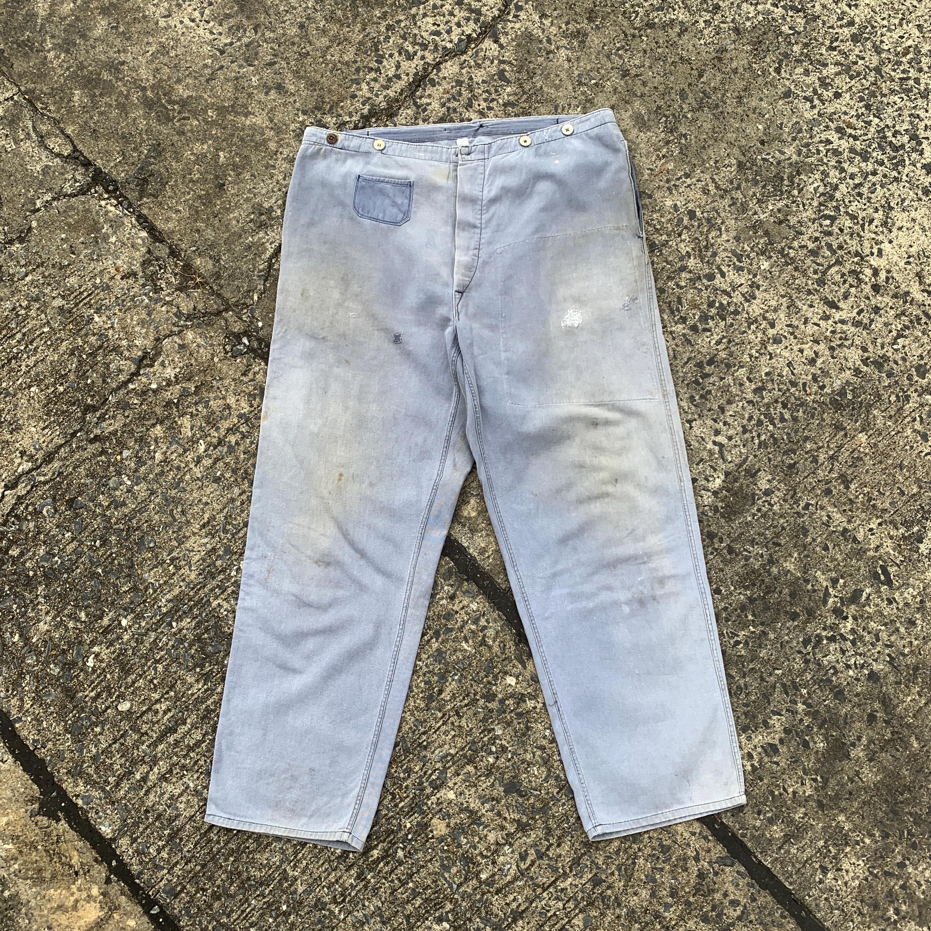 パンツ 40s denim painter pants dark color Vintage 40's Japanese Indigo Denim Boro Patchwork Sashiko