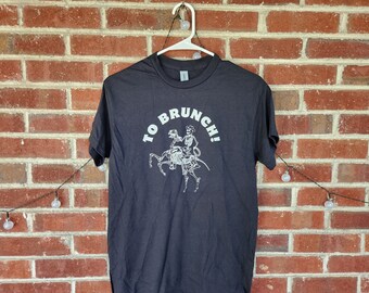 To Brunch! Skeleton Rider Graphic T-Shirt - 100% Cotton