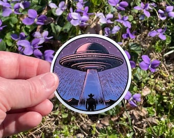 Cowboy Abduction Waterproof Sticker