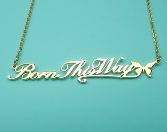 Born This Way Gold Necklace with Butterfly 7.5cm - Fast UK Dispatch