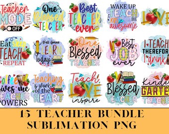 Teacher 15 Png bundle Teacher shirt png Teacher Sublimation design Teacher life png Teacher Bundle Teacher Appreciation Trendy png Teacher