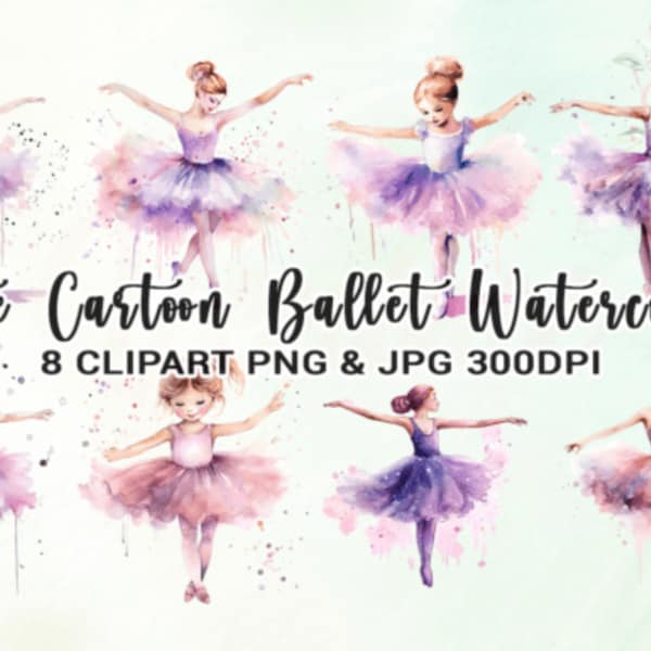 Cute Cartoon Ballet Watercolor Clipart Ballerina Clipart Cute Ballet Clipart Watercolor Pink Ballerina Tutu Girls Clipart Commercial use