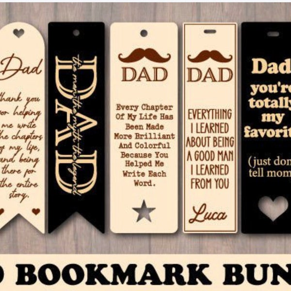 Dad Bookmark Laser Cut Bundle Father Padre Bookmark Collection Individual or Set Handmade Bookmarks Cardstock or Laminated Bookworm Gift