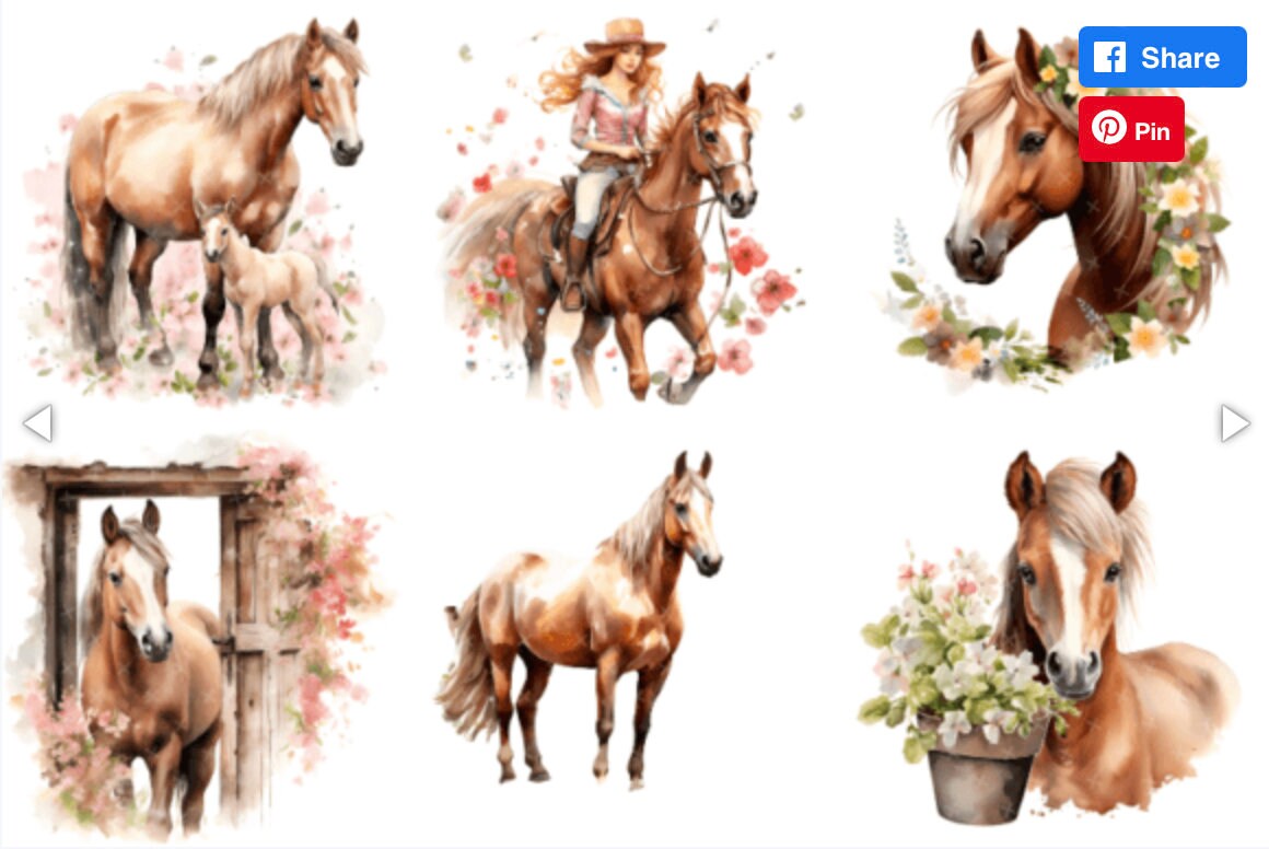 19 Spring Horses Clipart Bundle Floral Horse Clipart Printable ...